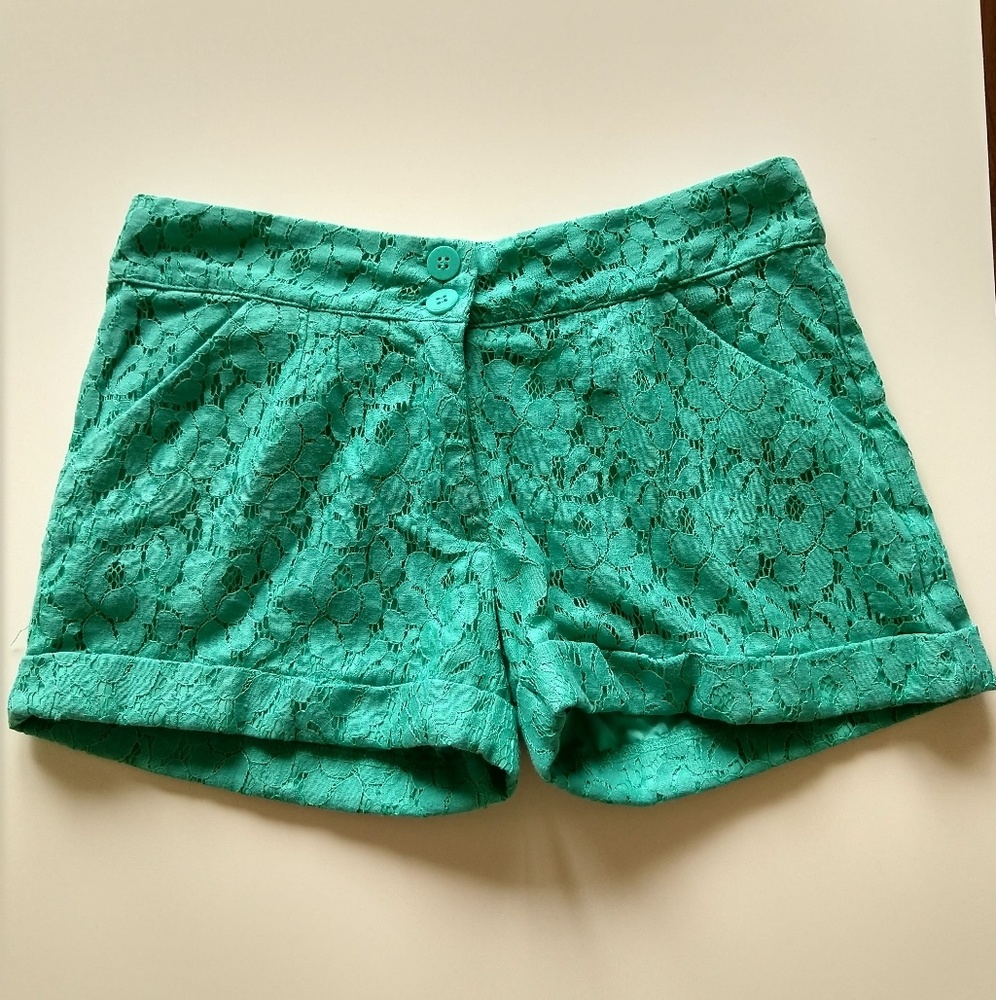 Seafoam/Sea green lace shorts